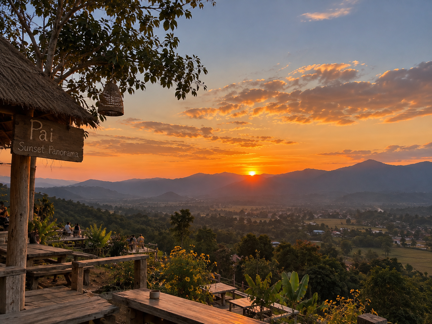Pai Sunset Panorama at sunset