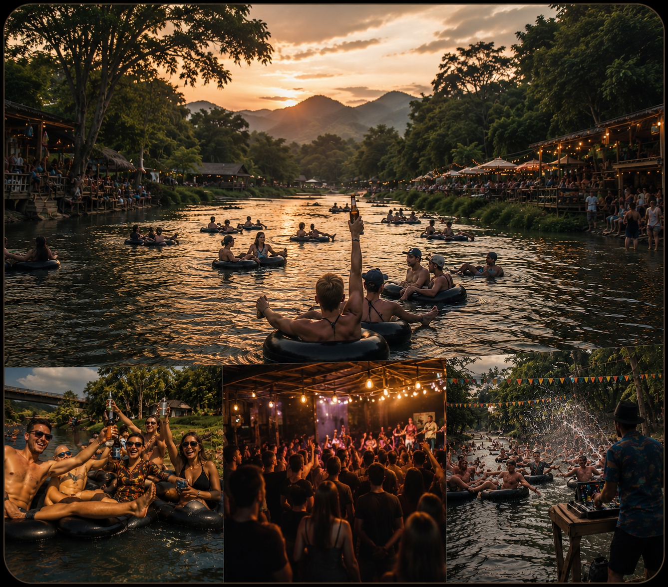 Travelers tubing down the Pai River during Tipsy Tubing Pai.