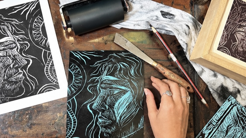 Linocut Carving & Printing